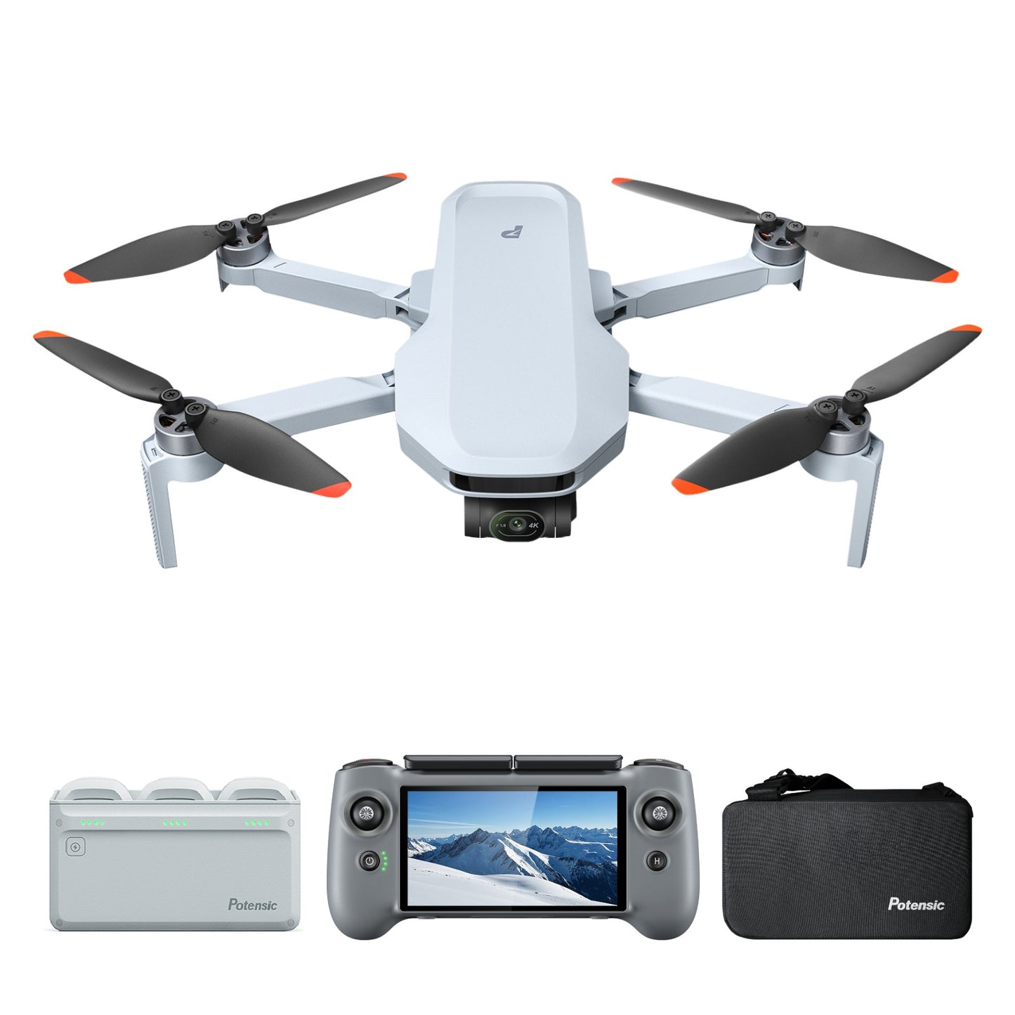 Potensic ATOM 2 Drone Fly More Combo with RC Screen, 8K Photo, 4K HDR Video, 48MP Camera, 3-Axis Mechanical Gimbal, AI Track, 10km Transmission